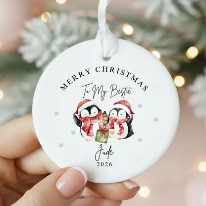 Personalised Merry Christmas Bestie Ceramic Ornament Gift