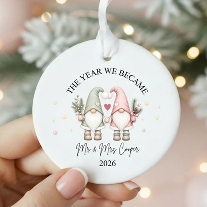 Personalised The Year We Became Mr & Mrs Gonk Christmas Bauble
