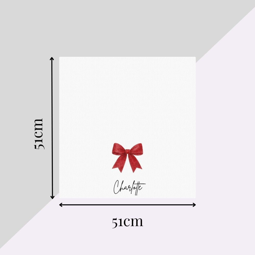 Personalised Red Bow Christmas Fabric Napkin | Christmas Cloth Napkin