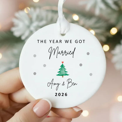 Personalised The Year We Got Married Ceramic Christmas Tree Ornament Gift