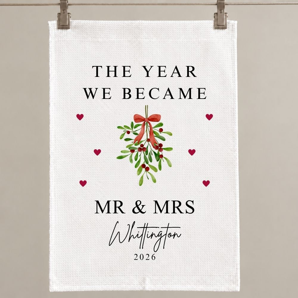 Personalised The Year We Became Mr & Mrs Tea Towel | Wedding Anniversary Gift