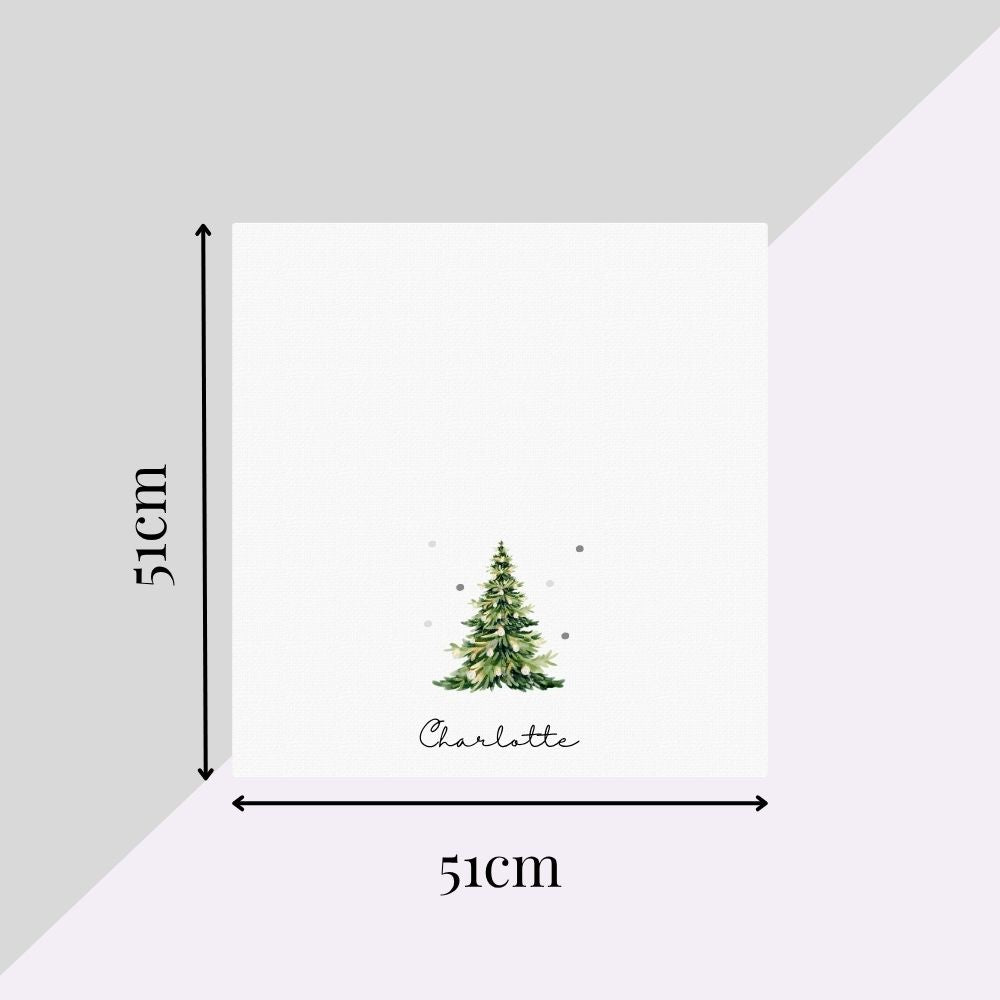 Personalised Christmas Table Setting Cloth Napkin | Watercolour Tree Fabric Napkin