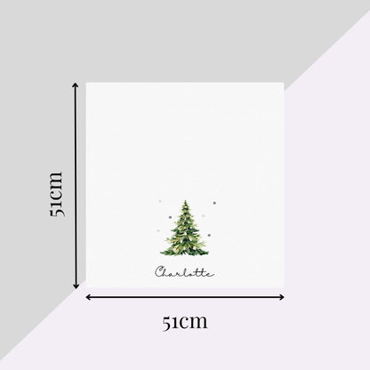 Personalised Christmas Table Setting Cloth Napkin | Watercolour Tree Fabric Napkin