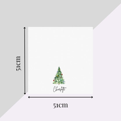 Personalised Watercolour Christmas Tree with Baubles Fabric Napkin | Christmas Cloth Napkin