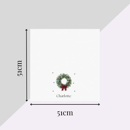 Personalised Christmas Wreath Fabric Napkin | Christmas Cloth Napkin