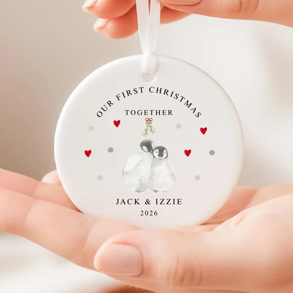 Personalised Our First Christmas Together Ceramic Christmas Bauble Gift