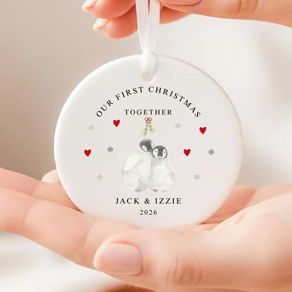 Personalised Our First Christmas Together Ceramic Christmas Bauble Gift