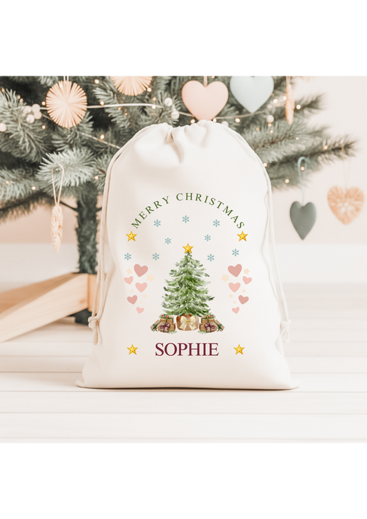 Personalised Linen Christmas Santa Sack For Boys and Girls