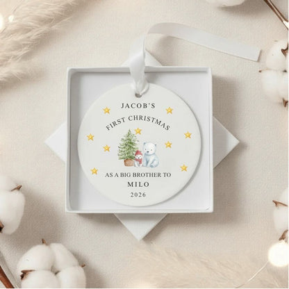 Personalised First Christmas As Big Brother/Sister Christmas Bauble