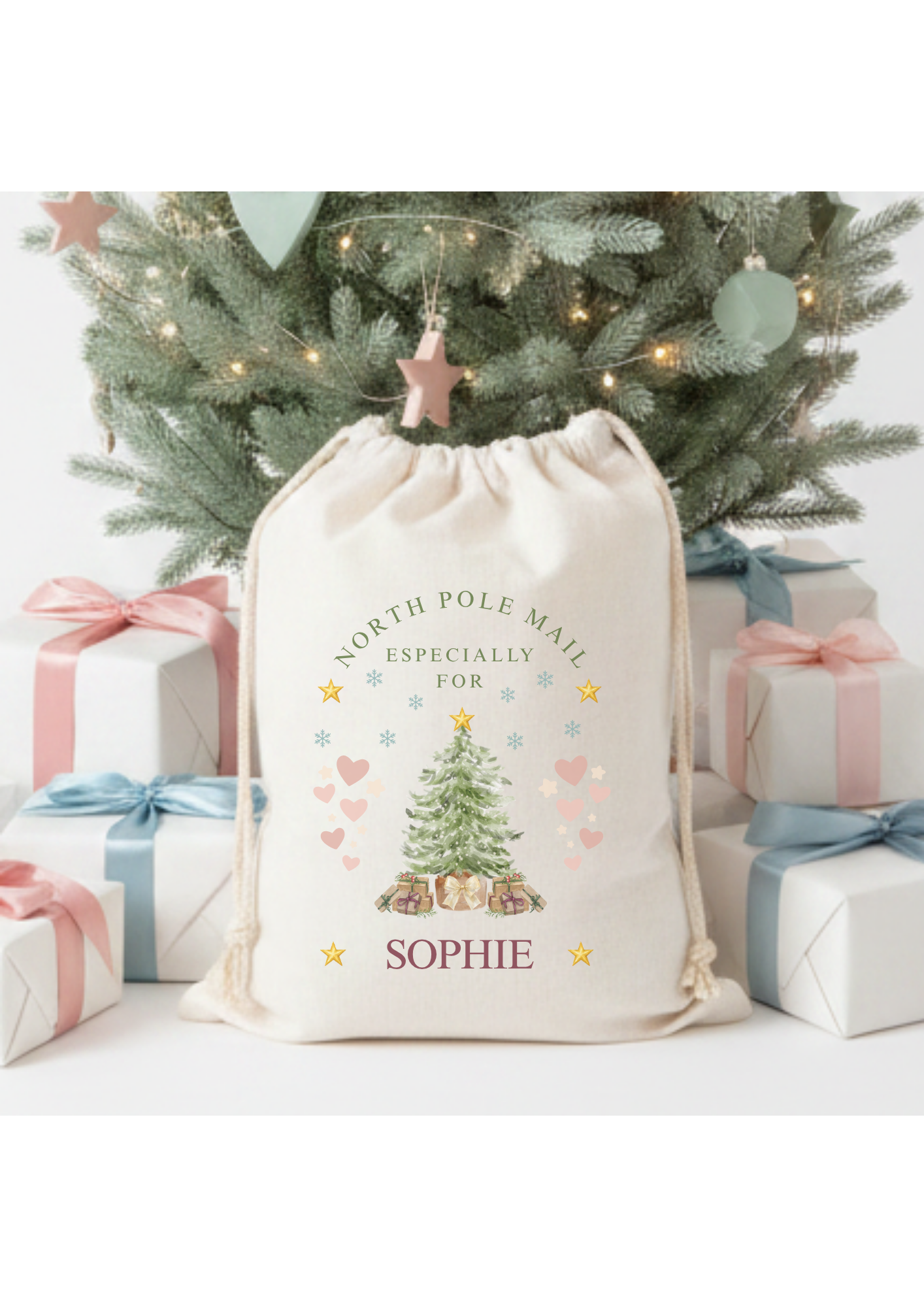 Personalised Linen Christmas Santa Sack For Boys and Girls