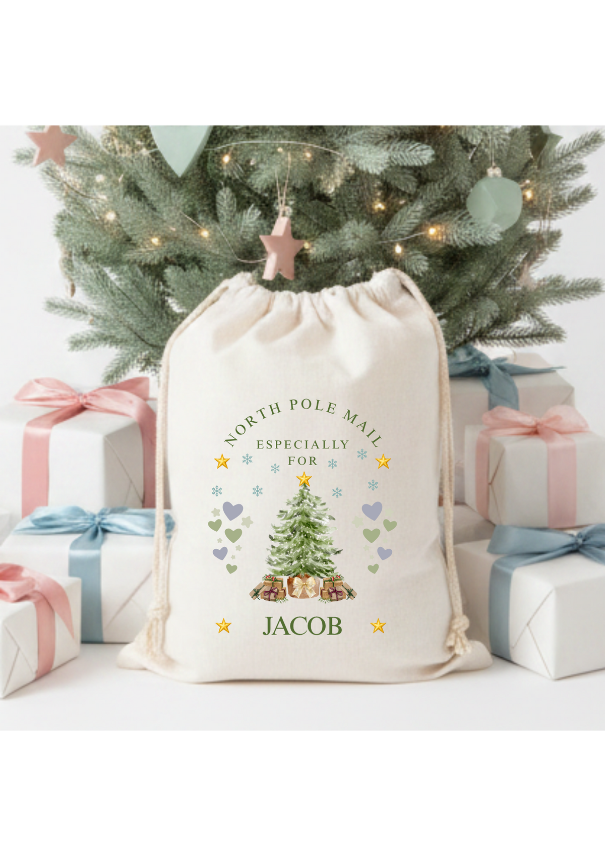 Personalised Linen Christmas Santa Sack For Boys and Girls
