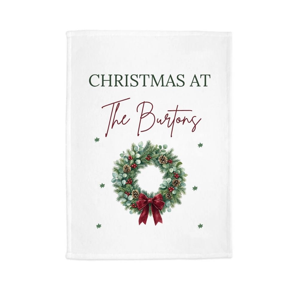 Personalised Christmas At The Custom Name Tea Towel Gift