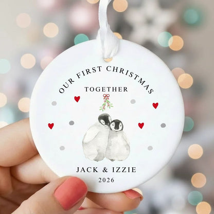 Personalised Our First Christmas Together Ceramic Christmas Bauble Gift
