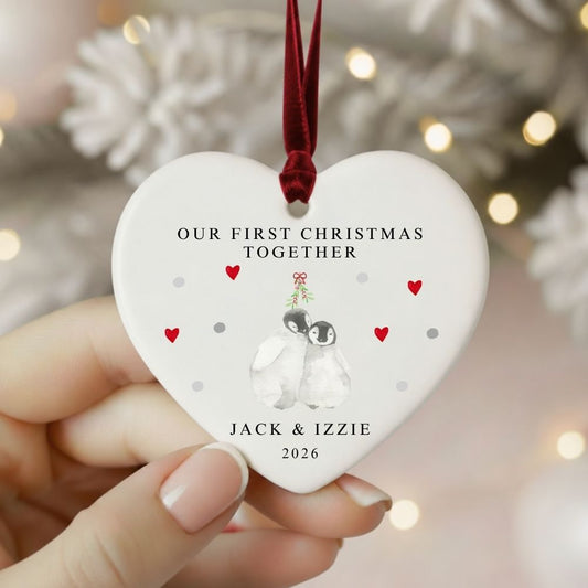 Personalised Our First Christmas Together Ceramic Christmas Bauble Gift