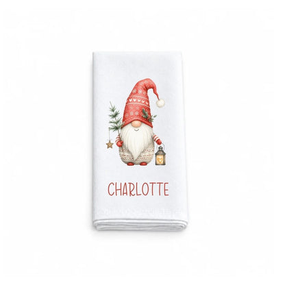 Personalised Christmas Cloth Table Napkin | Scandi Gonk Christmas Gnome Design