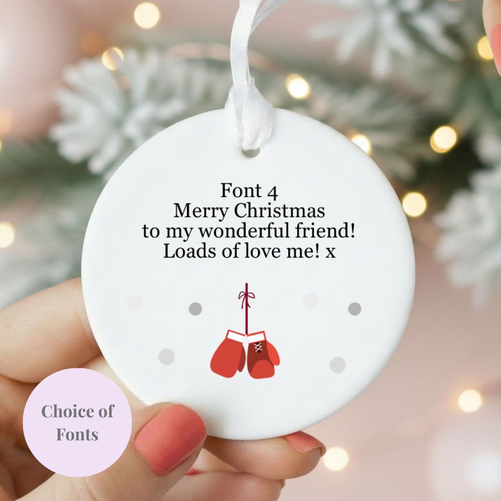 Personalised Wording Boxing Ceramic Christmas Decoration
