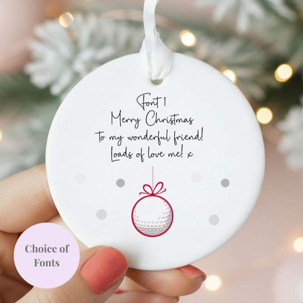 Personalised Wording Golf Ceramic Christmas Tree Bauble