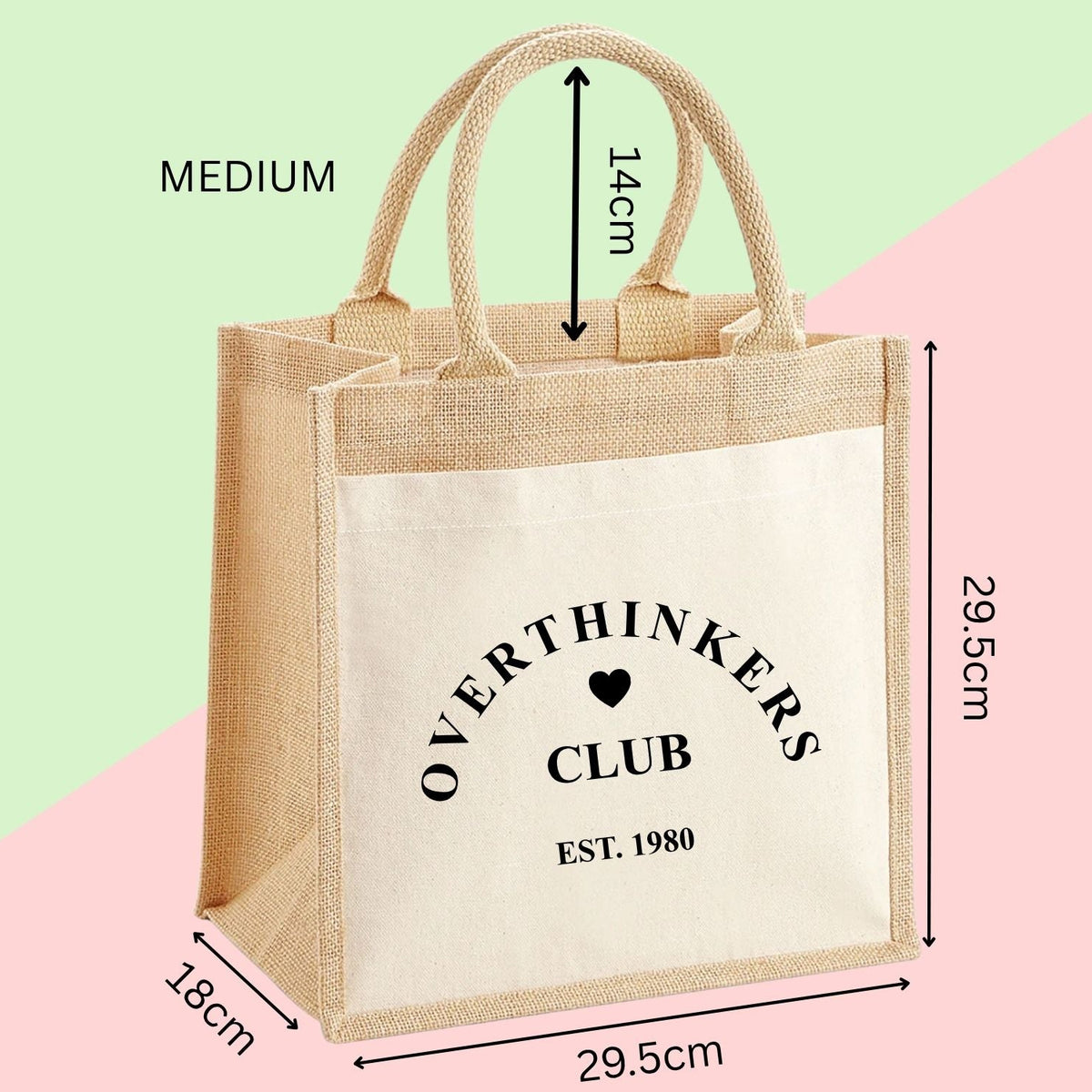 Overthinkers Club Est Personalised Year Jute Tote Bag