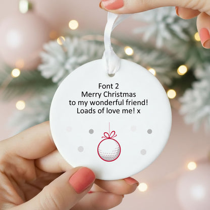 Personalised Wording Golf Ceramic Christmas Tree Bauble