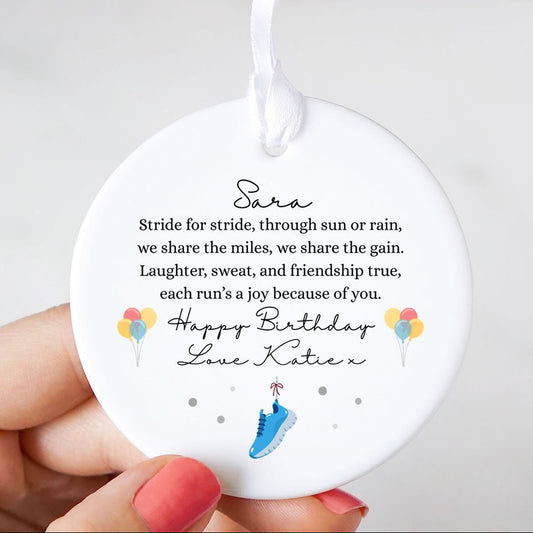Personalised Happy Birthday Runner Ceramic Ornament