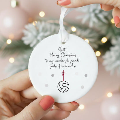 Personalised Wording Netball Ceramic Round Christmas Bauble