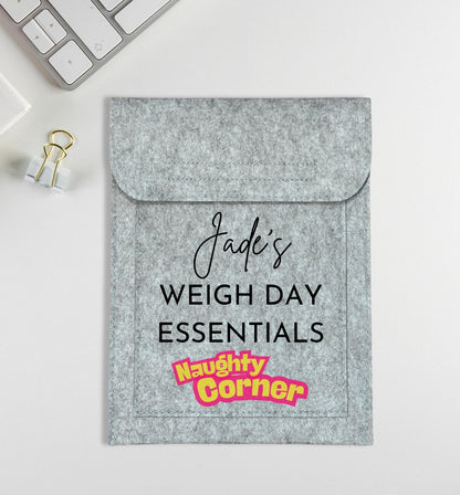 Personalised Weigh Day Essentials Naughty Corner Book Pouch