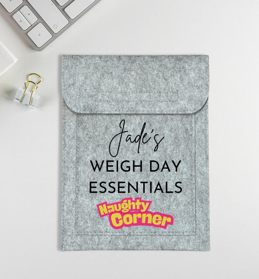 Personalised Weigh Day Essentials Naughty Corner Book Pouch