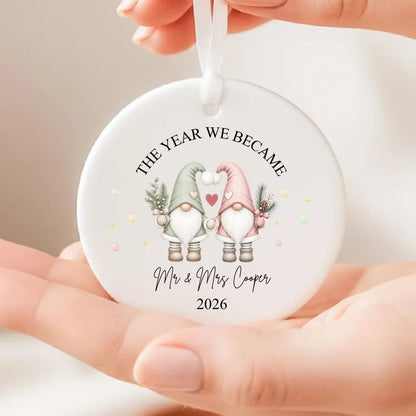 Personalised The Year We Became Mr & Mrs Gonk Christmas Bauble