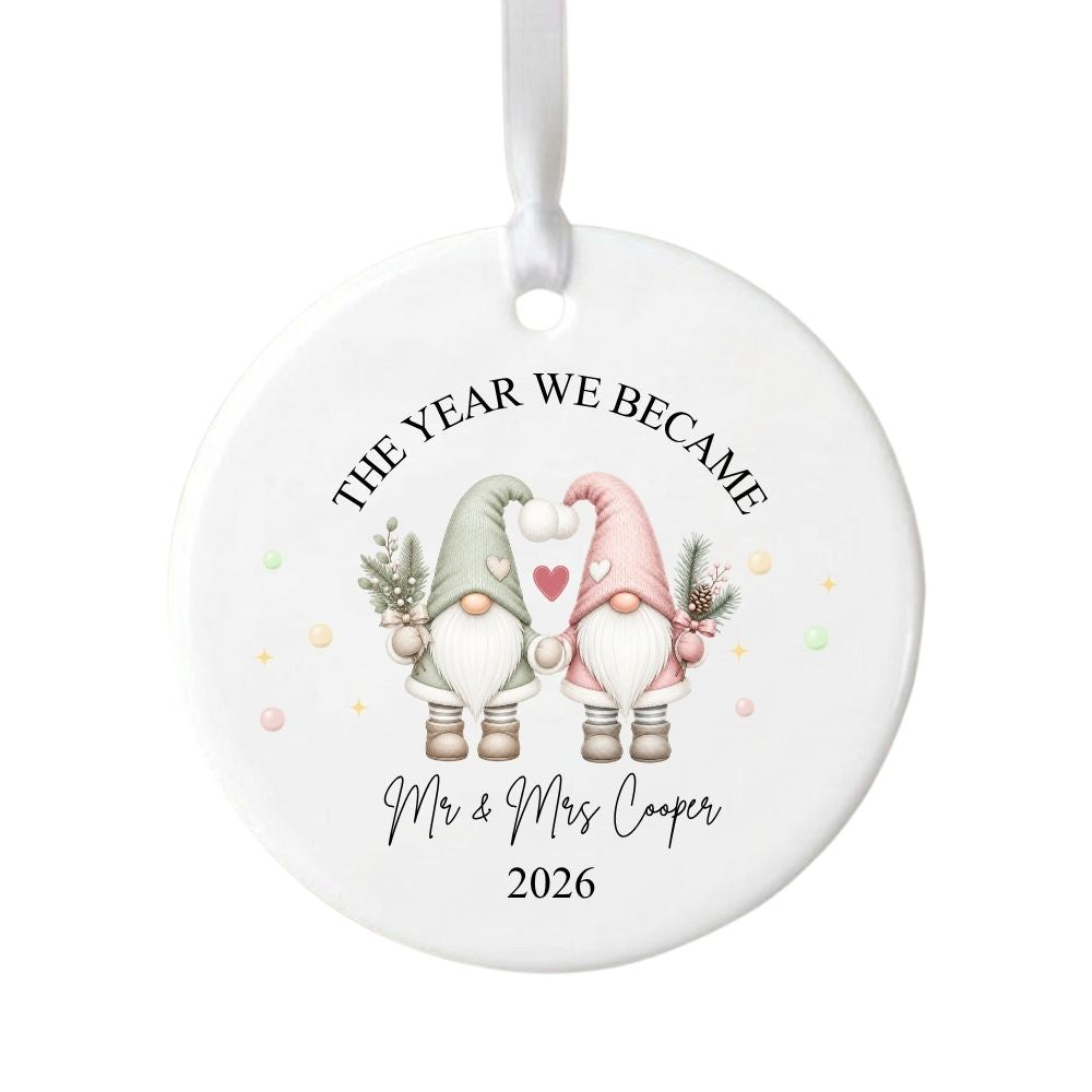 Personalised The Year We Became Mr & Mrs Gonk Christmas Bauble