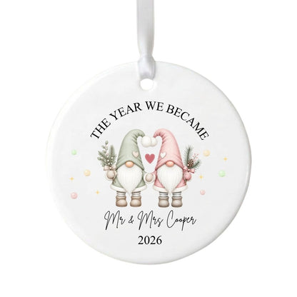 Personalised The Year We Became Mr & Mrs Gonk Christmas Bauble