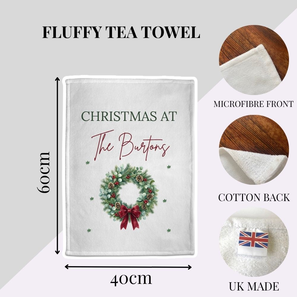 Personalised Christmas At The Custom Name Tea Towel Gift
