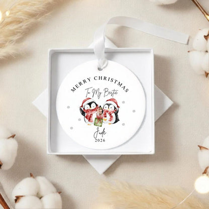 Personalised Merry Christmas Bestie Ceramic Ornament Gift