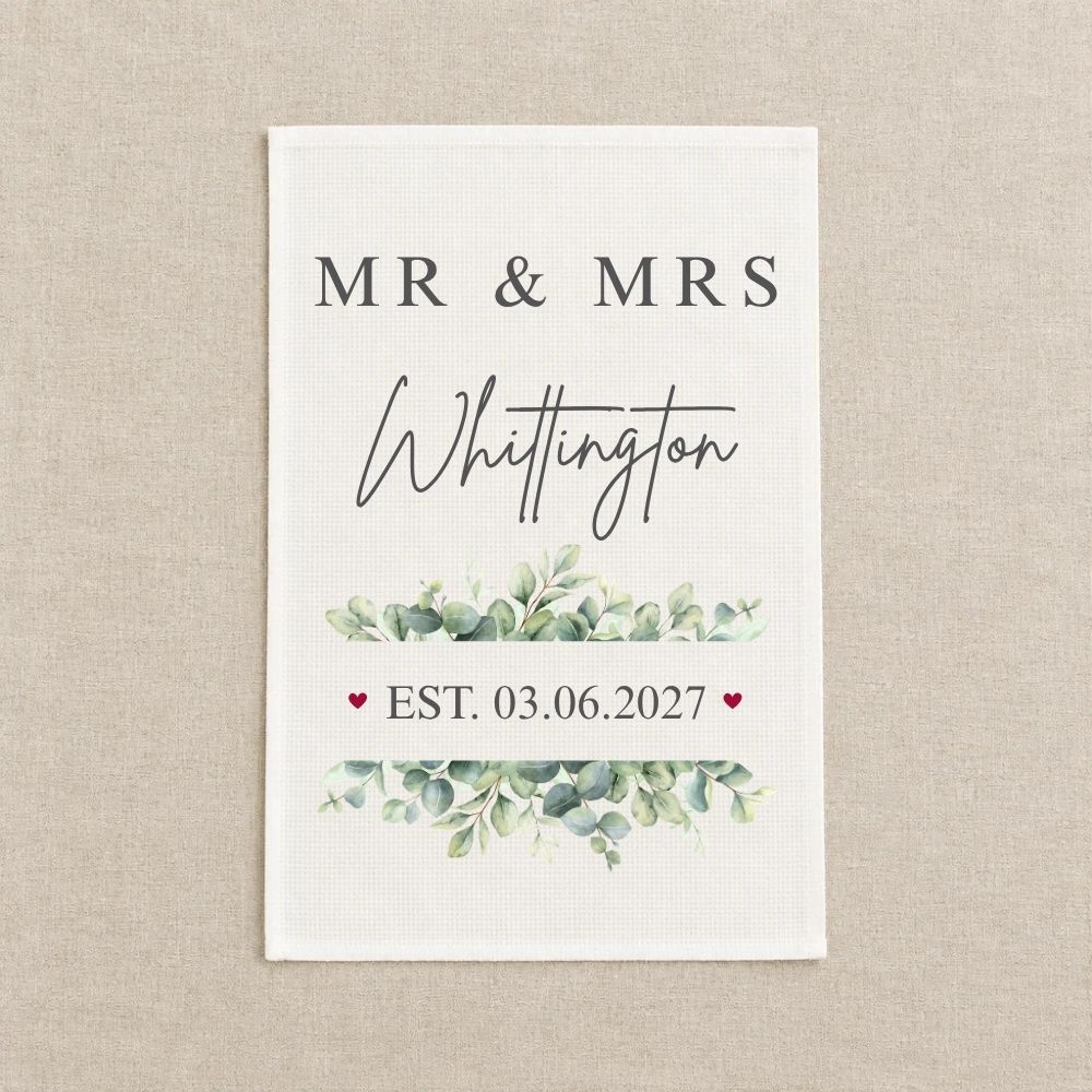 Personalised Mr Mrs Wedding Tea Towel Wedding Gift