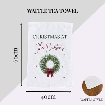 Personalised Christmas At The Custom Name Tea Towel Gift