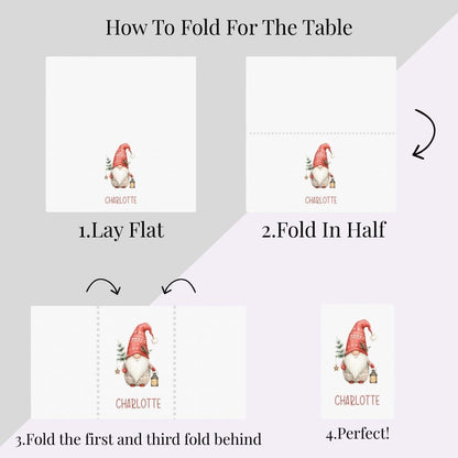 Personalised Christmas Cloth Table Napkin | Scandi Gonk Christmas Gnome Design