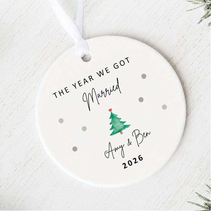 Personalised The Year We Got Married Ceramic Christmas Tree Ornament Gift