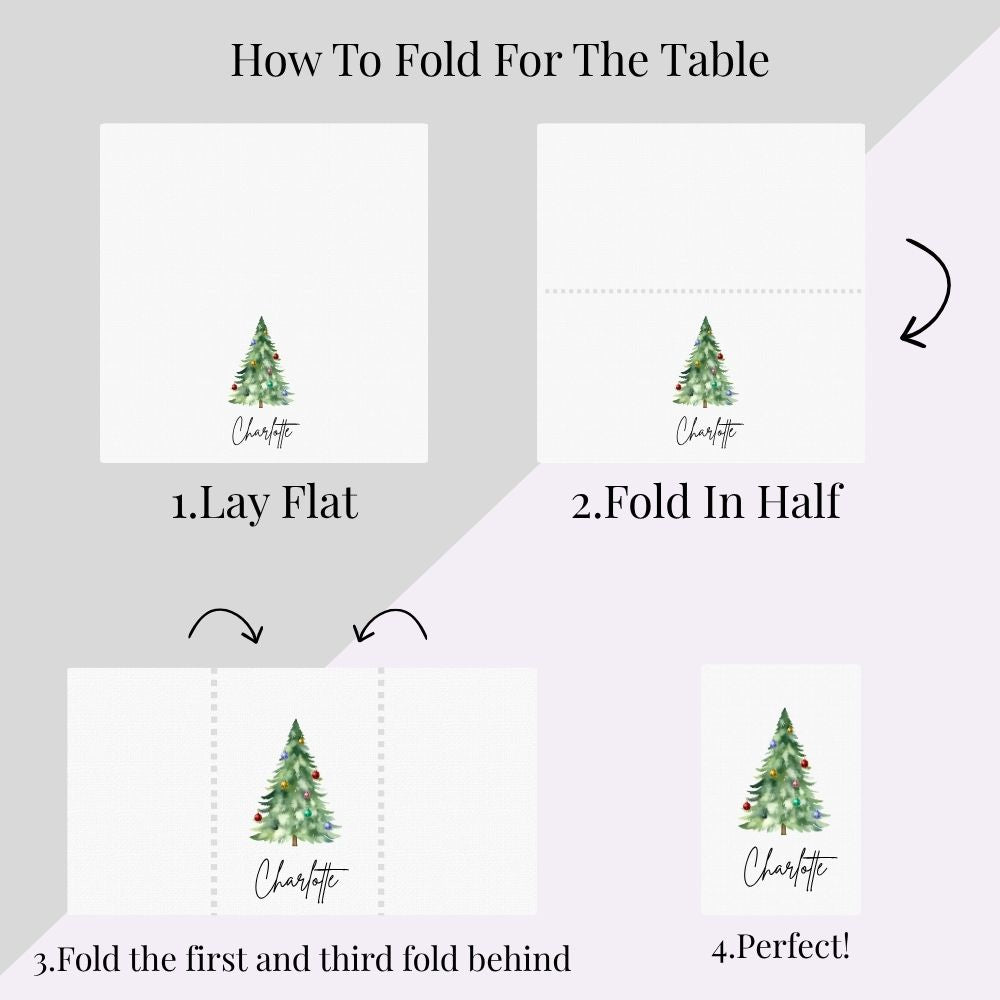 Personalised Watercolour Christmas Tree with Baubles Fabric Napkin | Christmas Cloth Napkin