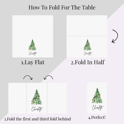 Personalised Watercolour Christmas Tree with Baubles Fabric Napkin | Christmas Cloth Napkin