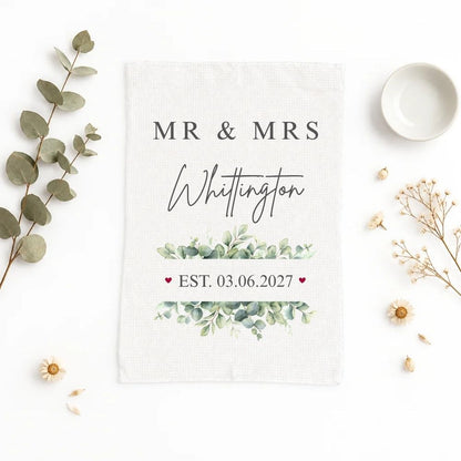 Personalised Mr Mrs Wedding Tea Towel Wedding Gift