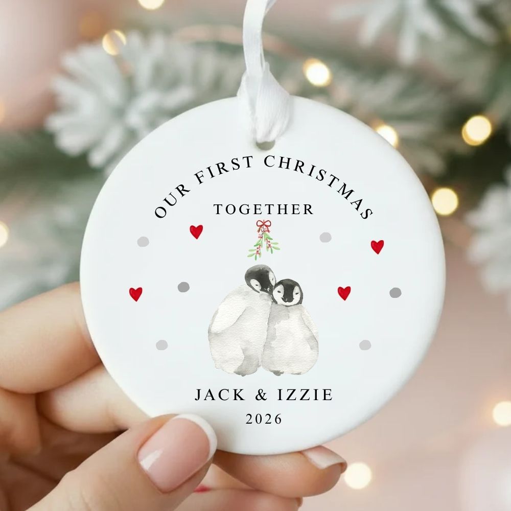 Personalised Our First Christmas Together Ceramic Christmas Bauble Gift