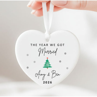 Personalised The Year We Got Married Ceramic Christmas Tree Ornament Gift