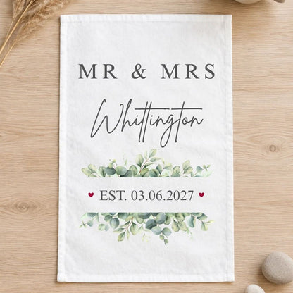 Personalised Mr Mrs Wedding Tea Towel Wedding Gift
