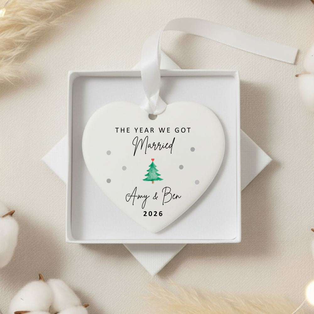 Personalised The Year We Got Married Ceramic Christmas Tree Ornament Gift