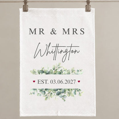 Personalised Mr Mrs Wedding Tea Towel Wedding Gift