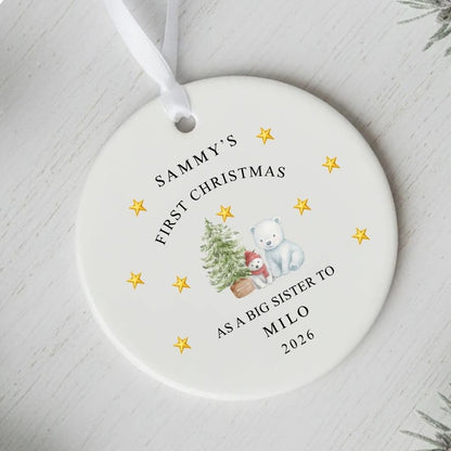 Personalised First Christmas As Big Brother/Sister Christmas Bauble