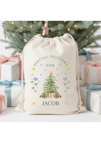 Personalised Linen Christmas Santa Sack For Boys and Girls