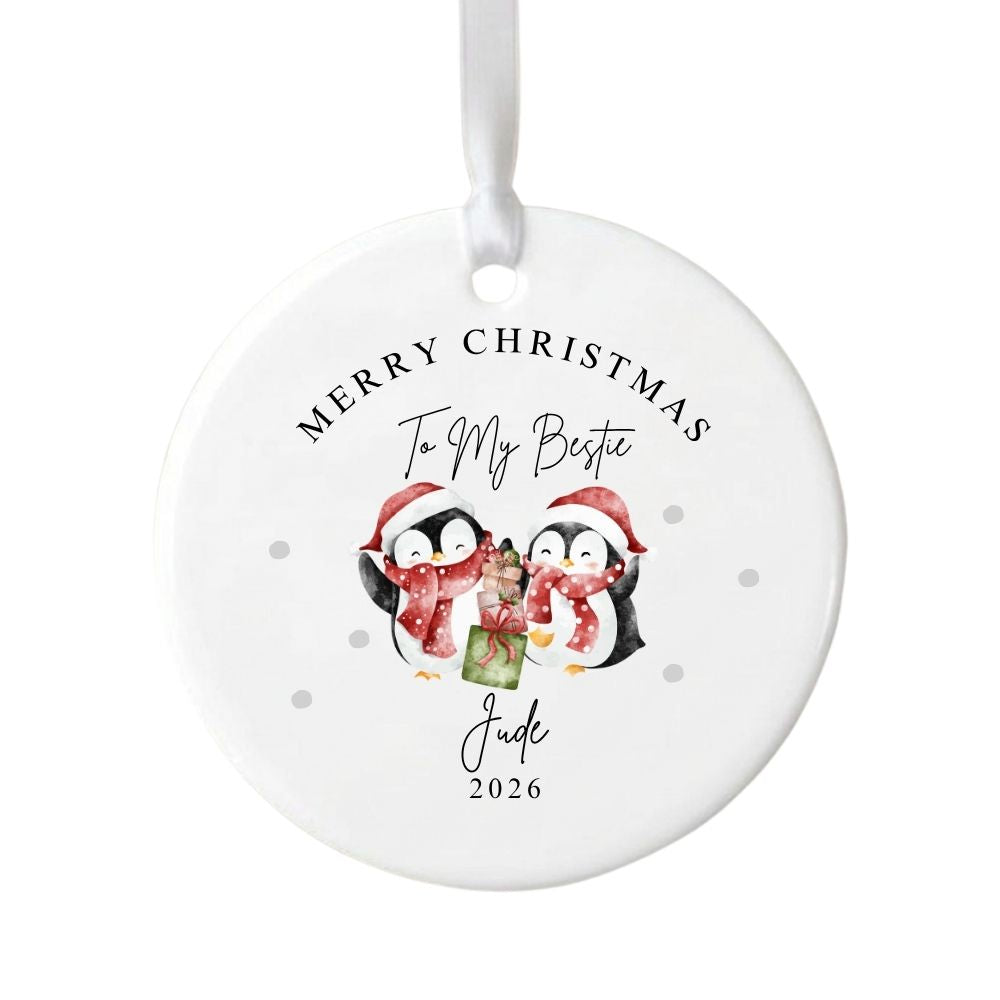 Personalised Merry Christmas Bestie Ceramic Ornament Gift
