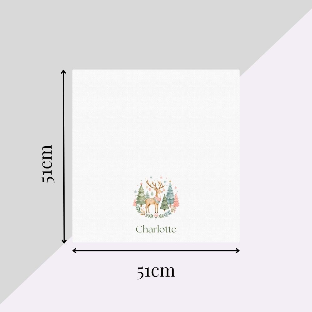 Personalised Scandi Whimsical Christmas Fabric Napkin | Woodland Christmas Cloth Napkin