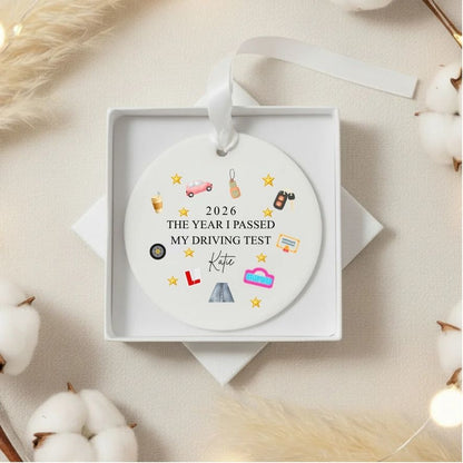 Personalised The Year I Passed My Driving Test Ceramic Christmas Bauble