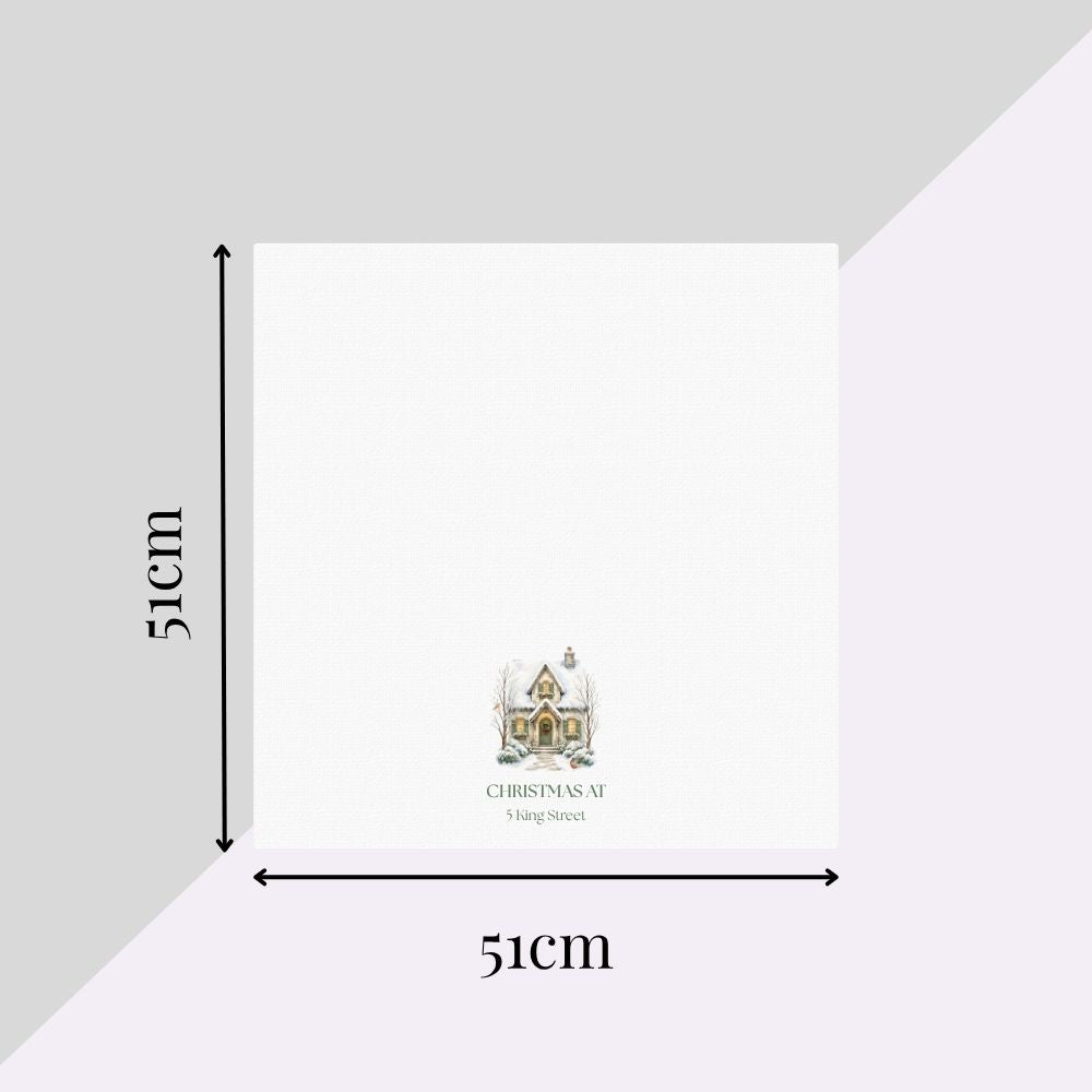 Personalised Street Name Christmas House Fabric Napkin | Christmas Cloth Napkin